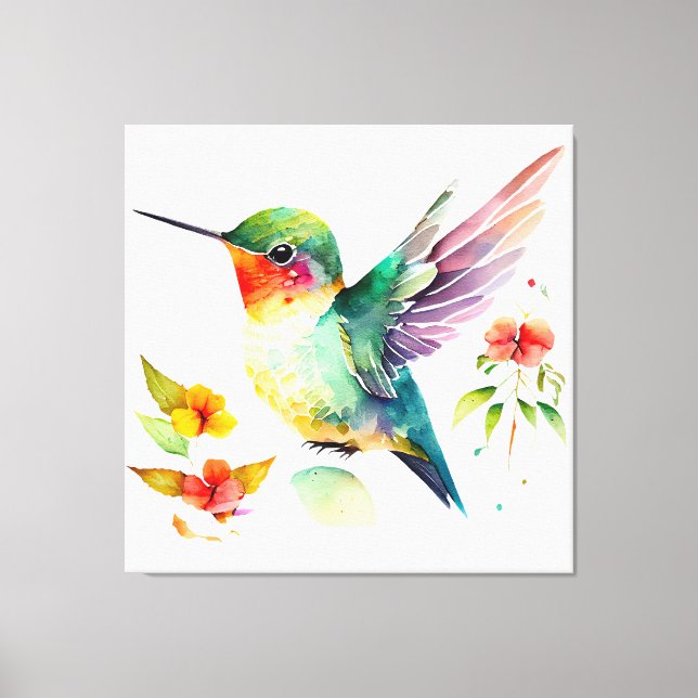 Elegant Funny Cute Hummingbird for Bird Lovers on Canvas Print (Front)