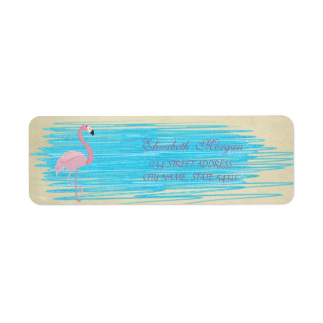 Elegant Funny Cute Pink Flamingo  Label (Front)