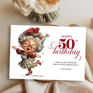 Elegant Funny Lady 50th Birthday Humor Greeting   Invitation