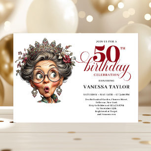 Elegant Funny Lady 50th Birthday Humor Party  Invitation