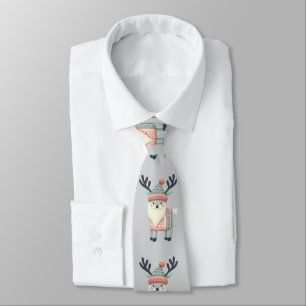 Elegant Funny Nordic Reindeer Pattern Tie