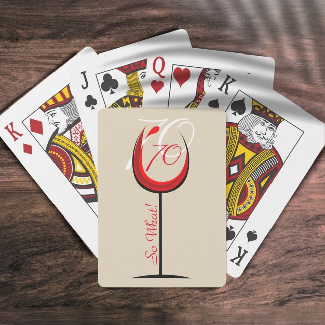 Elegant Funny Red Wine 70 so what 70th Birthday Playing Cards (Creator Uploaded)
