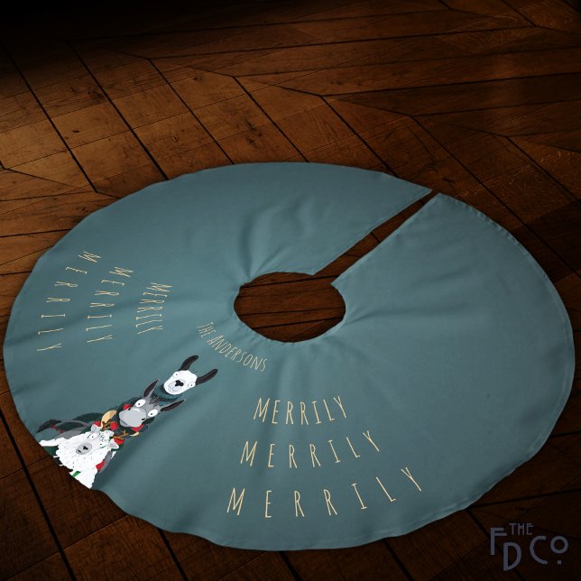 Elegant Funny Sheep Donkey Llama Turquoise Brushed Polyester Tree Skirt (Creator Uploaded)