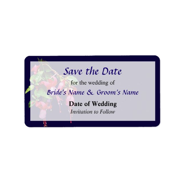 Elegant Fuscia Marshia Save the Date Label (Front)