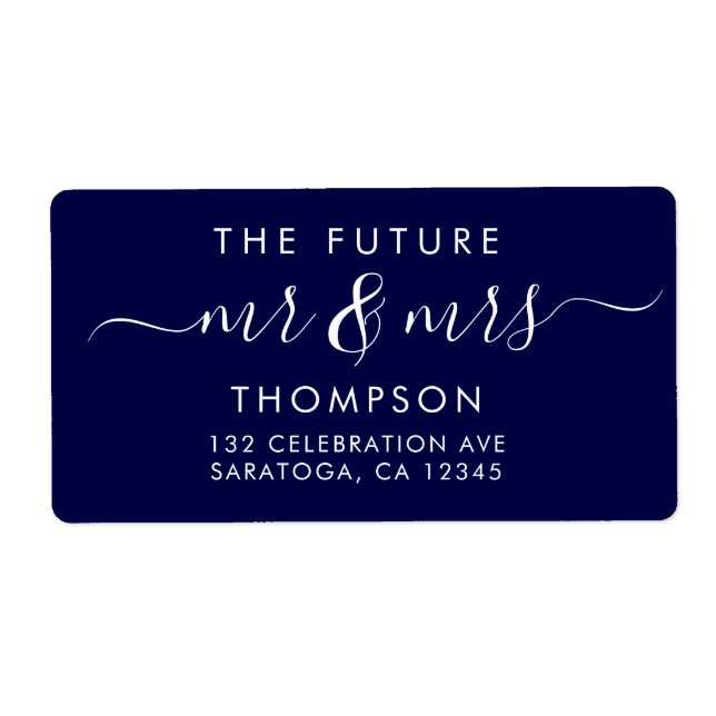 Elégant Futur M. et MRS Script Marine moderne bleu (Devant)