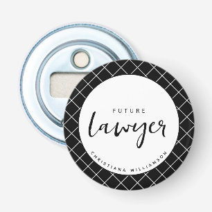 Elegant Future Lawyer Check Pattern Personalized Bottle Opener