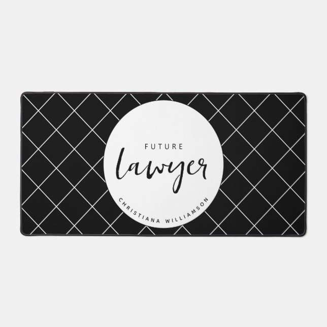 Elegant Future Lawyer Check Pattern Personalized Desk Mat (Front)