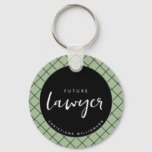 Elegant Future Lawyer Check Pattern Personalized Keychain
