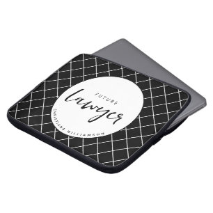 Elegant Future Lawyer Check Pattern Personalized Laptop Sleeve