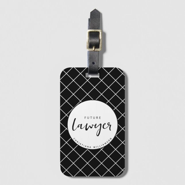 Elegant Future Lawyer Check Pattern Personalized Luggage Tag (Front Vertical)
