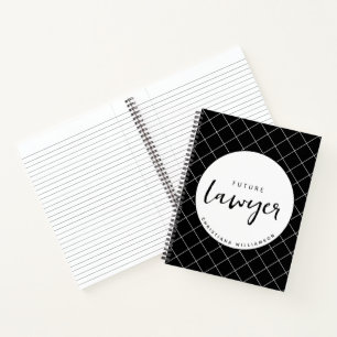 Elegant Future Lawyer Check Pattern Personalized Notebook