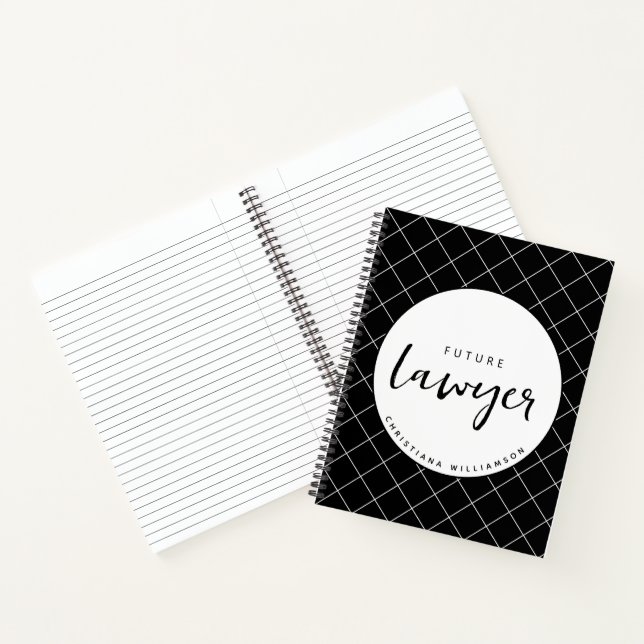 Elegant Future Lawyer Check Pattern Personalized Notebook (Inside)