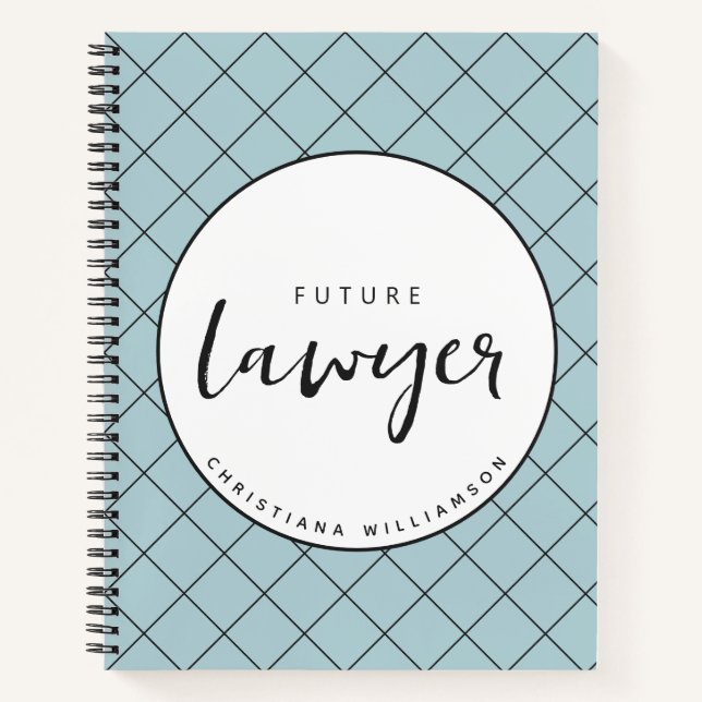 Elegant Future Lawyer Check Pattern Personalized Notebook (Front)