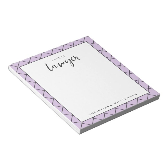 Elegant Future Lawyer Check Pattern Personalized Notepad (Angled)