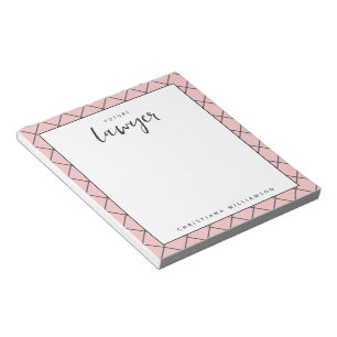 Elegant Future Lawyer Check Pattern Personalized Notepad