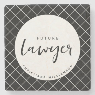 Elegant Future Lawyer Check Pattern Personalized Stone Coaster