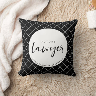 Elegant Future Lawyer Check Pattern Personalized Throw Pillow