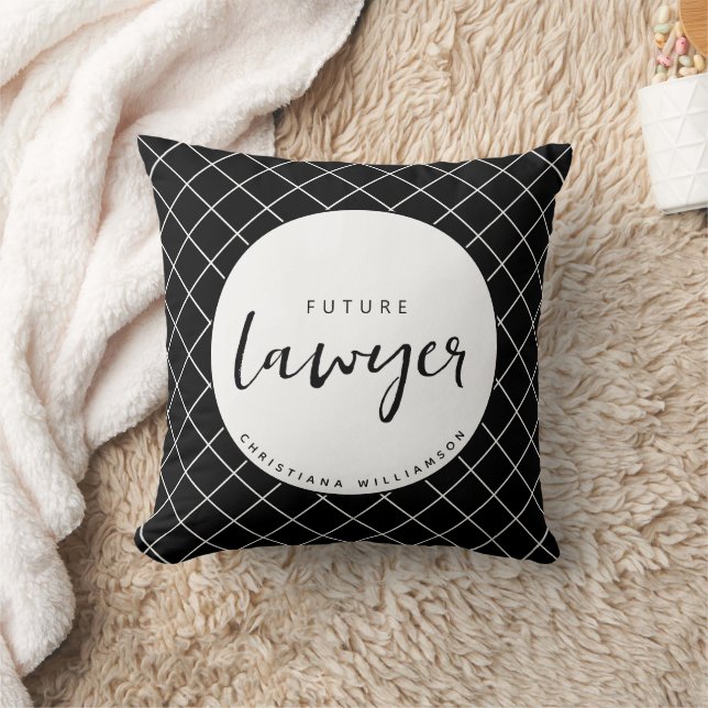Elegant Future Lawyer Check Pattern Personalized Throw Pillow (Blanket)