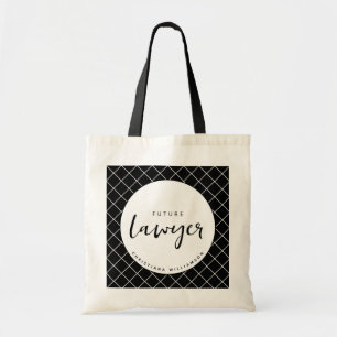 Elegant Future Lawyer Check Pattern Personalized Tote Bag
