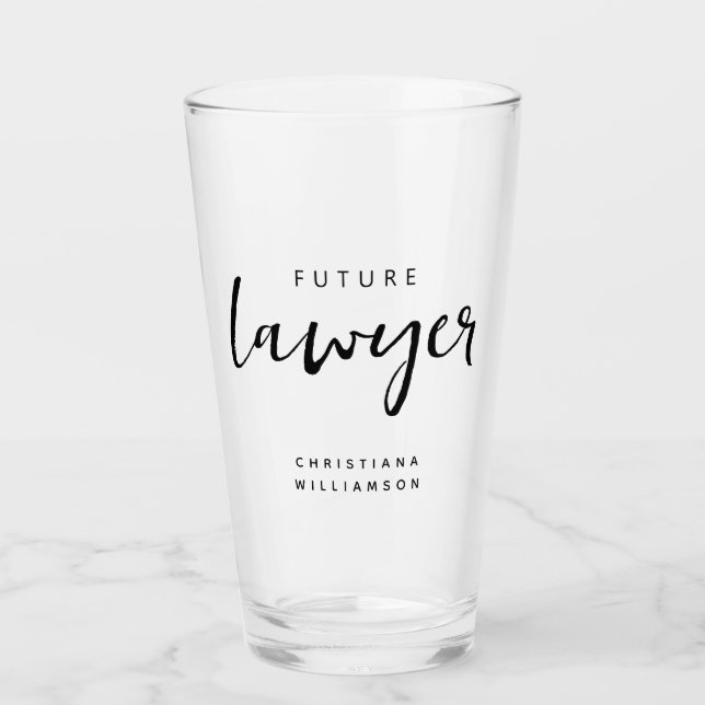 Elegant Future Lawyer Law Student Personalized Glass (Front)