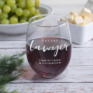 Elegant Future Lawyer Personalized Stemless Wine Glass