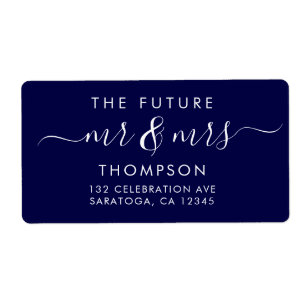 Elegant Future MR and MRS Script Modern Navy Blue