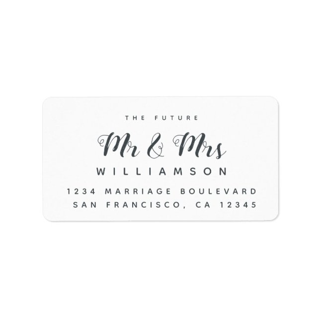 Elegant Future Mr Mrs Wedding Return Address Label (Front)