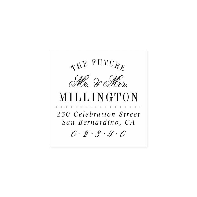 Elegant Future Mr & Mrs Wedding Return Address Rubber Stamp (Imprint)