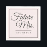 Elegant Future Mrs Bridal Shower Blush Pink Paper Napkin<br><div class="desc">Future Mrs. Paper Napkin in blush pink is great to add a custom touch to your bridal shower proudly announcing "Future Mrs. new name" in chic and elegant calligraphy typography. Designed to coordinate with our "Blush and Dusty Blue Floral" Collection. If you need another colour to match your bridal shower...</div>