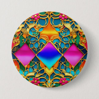 Elegant Futuristic French Mansion Interior 3 Inch Round Button