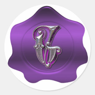 Elegant G Monogram Purple Wax Seal Look Sticker