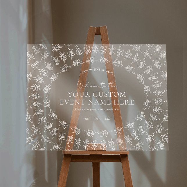 Elegant Gala Business Transparent Acrylic Sign (Elegant greenery business event acrylic welcome sign *image is a mockup; easel is not included* )