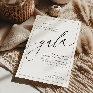 ELEGANT GALA calligraphy stylish formal gold black Invitation