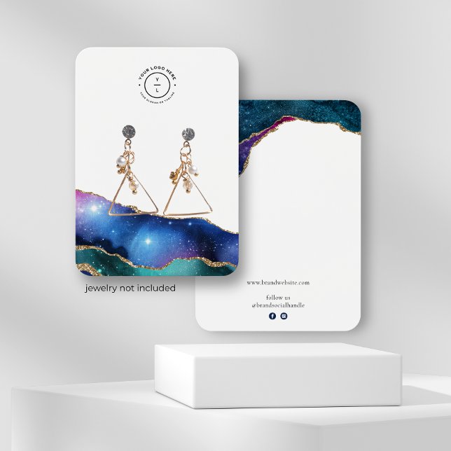 Elegant Galaxy Stars Gold Edge Logo Jewellery Card (Creator Uploaded)