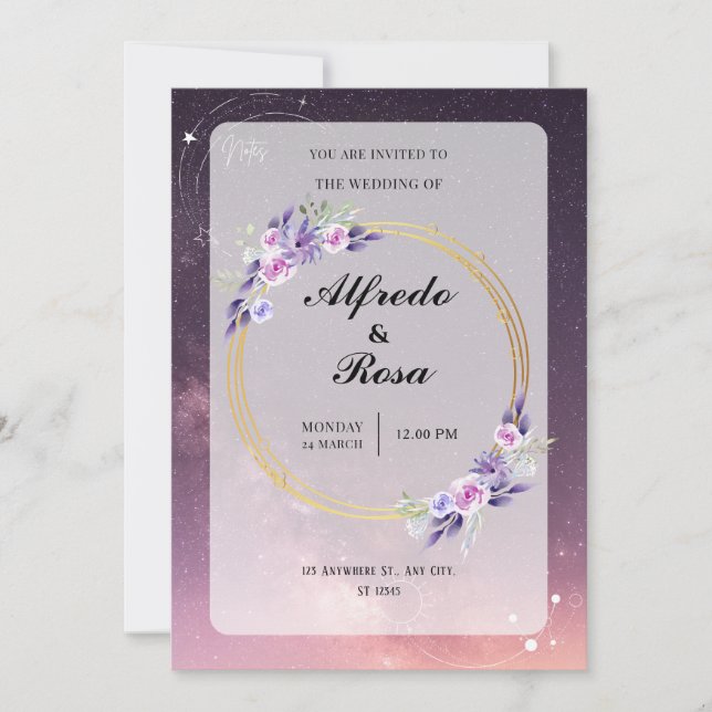 Elegant Galaxy-Themed Wedding Invitation (Front)