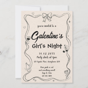 Elegant Galentine's Girls Night  Invitation