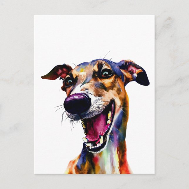 Elegant Galgo Portrait with a Pop of Colour Postcard (Front)