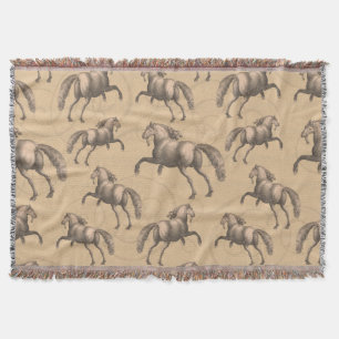 Elegant Galloping Spanish Horse Throw Blanket