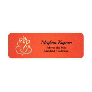 Elégant Ganesh Gold/ Dieu indien Orange Damask