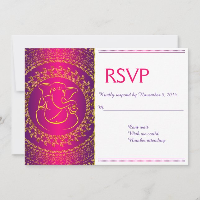 Elegant Ganesh | Indian God Pink RSVP Cartes (Devant)