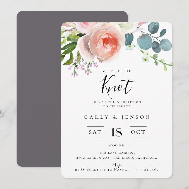 Elegant Garden Bouquet Reception Invitation (Front/Back)