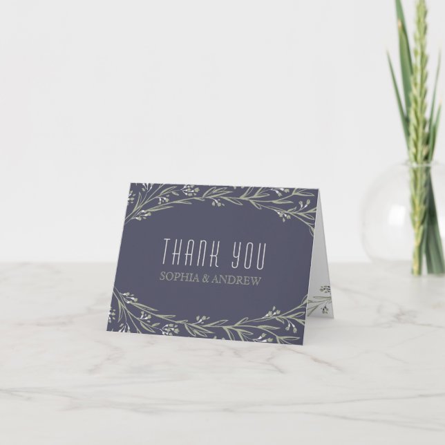 Elegant garden floral rustic wedding thank you (Front)