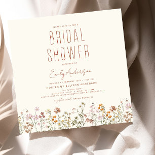 Elegant Garden Flowers Watercolor Bridal Shower Invitation