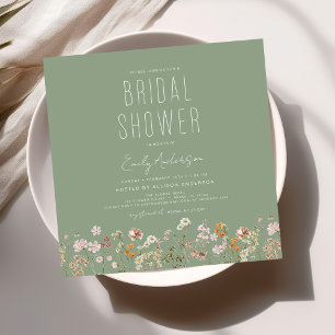 Elegant Garden Flowers Watercolor Bridal Shower Invitation