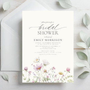 Elegant Garden Flowers Watercolor Bridal Shower Invitation