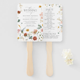Elegant Garden Flowers Watercolor Floral Program Hand Fan