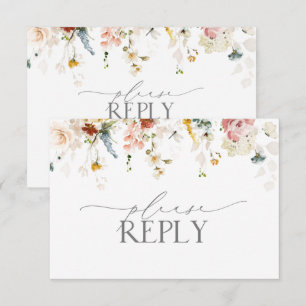 Elegant Garden Flowers Watercolor No Menu RSVP