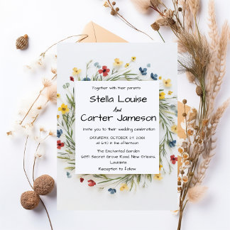 Elegant Garden Flowers Wedding Invitation