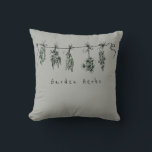 Elegant Garden Herbs botanical drawing Throw Pillow<br><div class="desc">A quaint,  cute design of bunches of drying garden herbs. Featuring basil,  thyme,  dill,  sage,  and rosemary.</div>