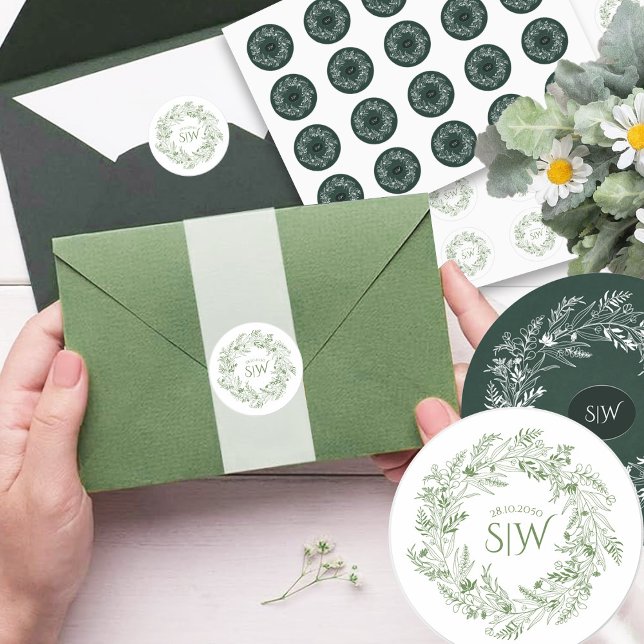Elegant Garden-Inspired Wedding Classic Round Sticker (Creator Uploaded)